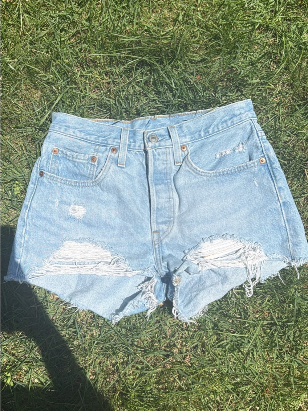 Old Navy Light Blue Distressed Denim Cutoff Shorts